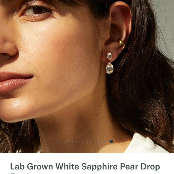 Aurate New York Lab Grown White Sapphire Pear Drop Earrings - Picture 8 of 8